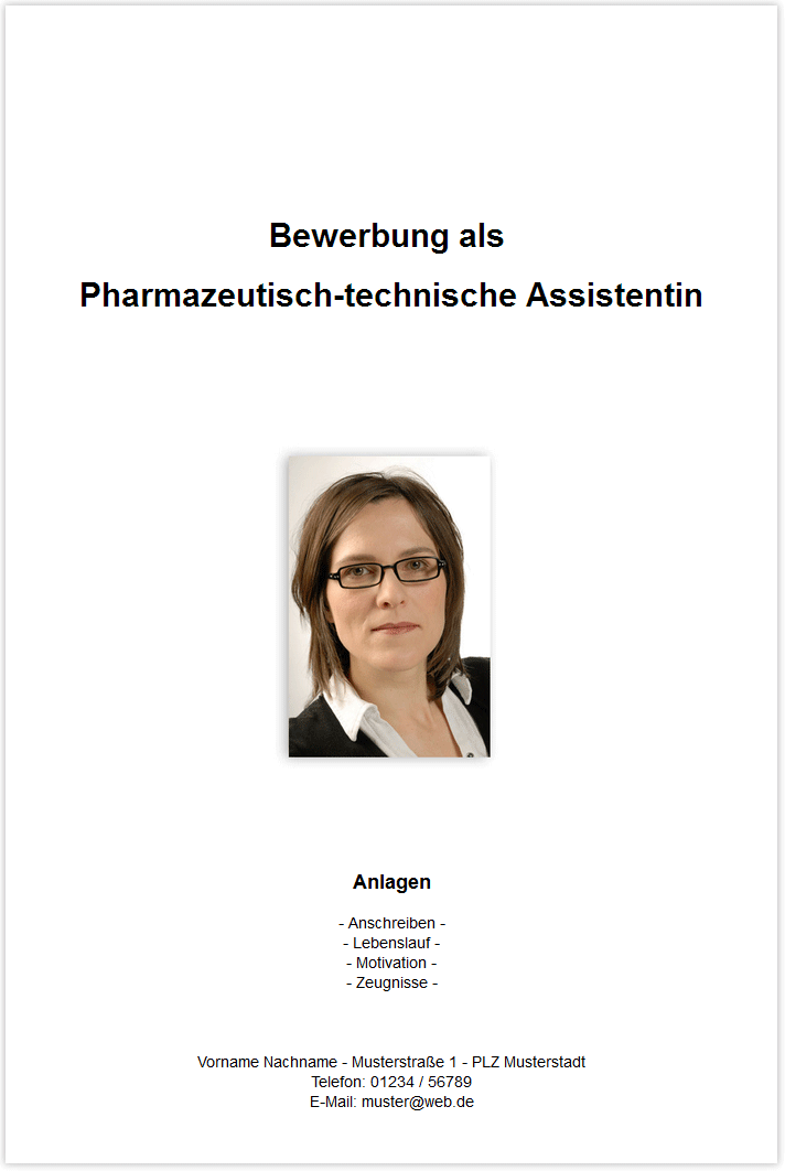 Bewerbungsdeckblatt Pta Pharmazeutisch Technische Assistentin