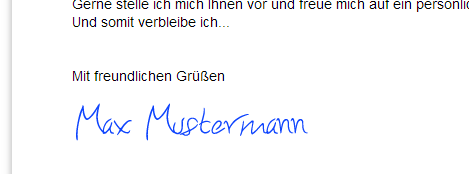 Bewerbung Unterschrift blau